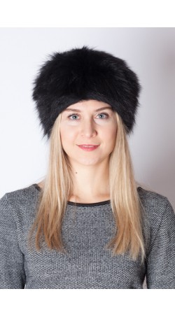 Black raccoon fur hat